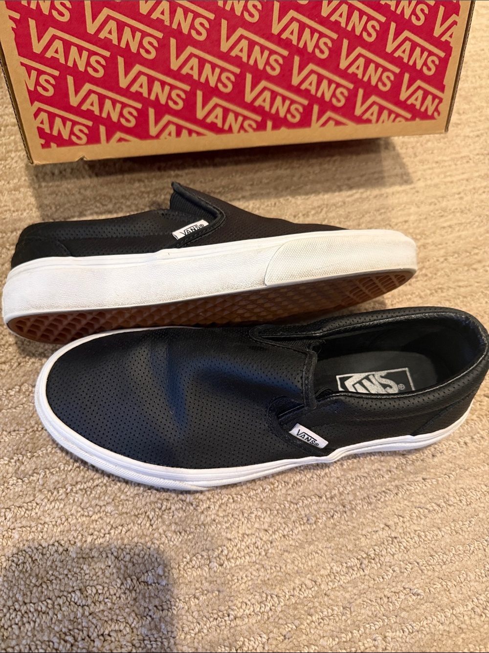 Vans Black Slip-On Sneakers with White Soles - Picture 2 of 4